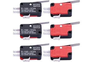 Twidec/6Pcs Micro Limit Switch Short Straight Hinge Lever Arm SPDT Snap Action Switch for Arduino V-152-1C25