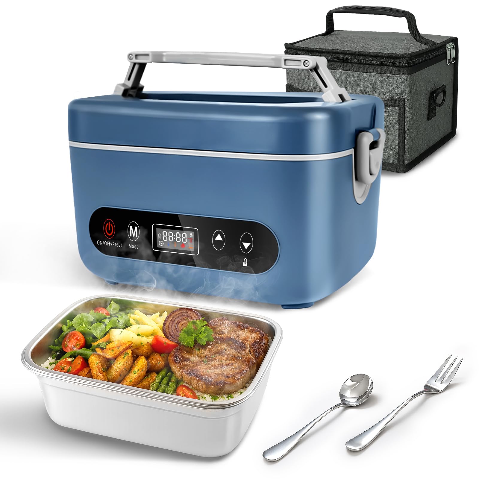 Photo 1 of VYRALOFT Cordless Electric Lunch Box,24000mAh Battery Powered Self Heating Lunch Box,1.2L Portable Food Warmer With Removable Divider,Insulated Bag & Utensils,For Office & Outdoor Use
