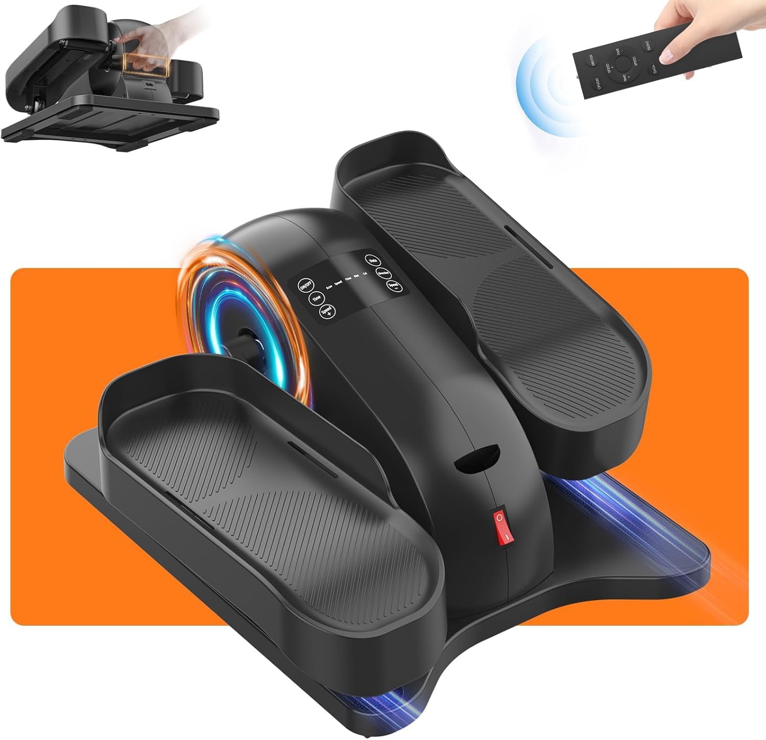 Under Desk Elliptical Machine for Senior Mini Elliptical Leg Exerciser with Remote Control Portable Electric Seated Foot Pedal Exerciser for Home Office Image