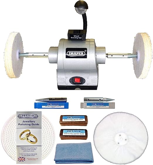 Jewellery Bench Grinder Polisher Draper 8" 550W with 7pc Jewellery