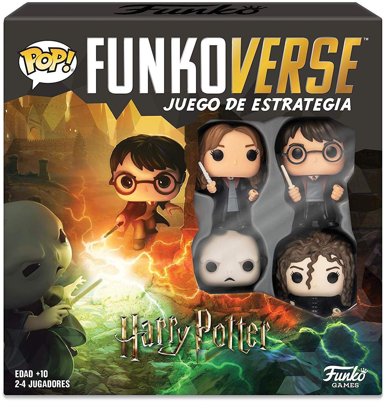 Funko Games Harry Potter Funkoverse Board Game 4 Character Base Set - Spanish Version - Harry, Hermione, Bellatrix LeStrange, Lord Voldemort - 3'' (7.6 Cm) POP! - Light Strategy Board Game (Ages 10+)
