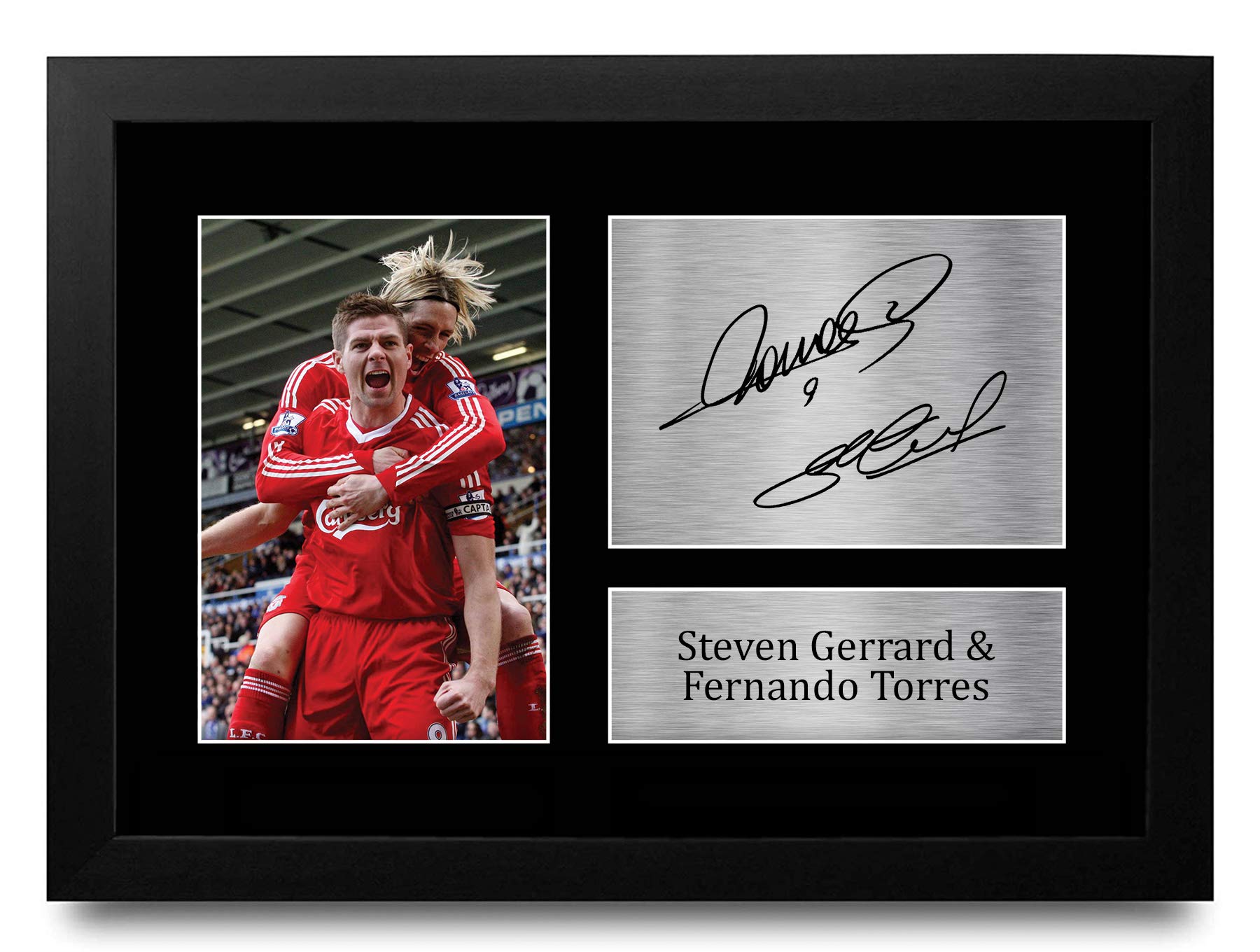 HWC Trading FR A4 Steven Gerrard & Fernando Torres Liverpool Gifts Printed Signed Autograph Picture for Fans and Supporters - A4 Framed
