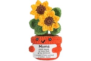 LUOHERE Birthday Gifts for Mom Birthday Funny Moms Gifts from Daughter Son I Love You Best Mom Ever New Single Bonus Step Mama Christmas Valentines Mothers Day Small Handmade Crochet Sunflower