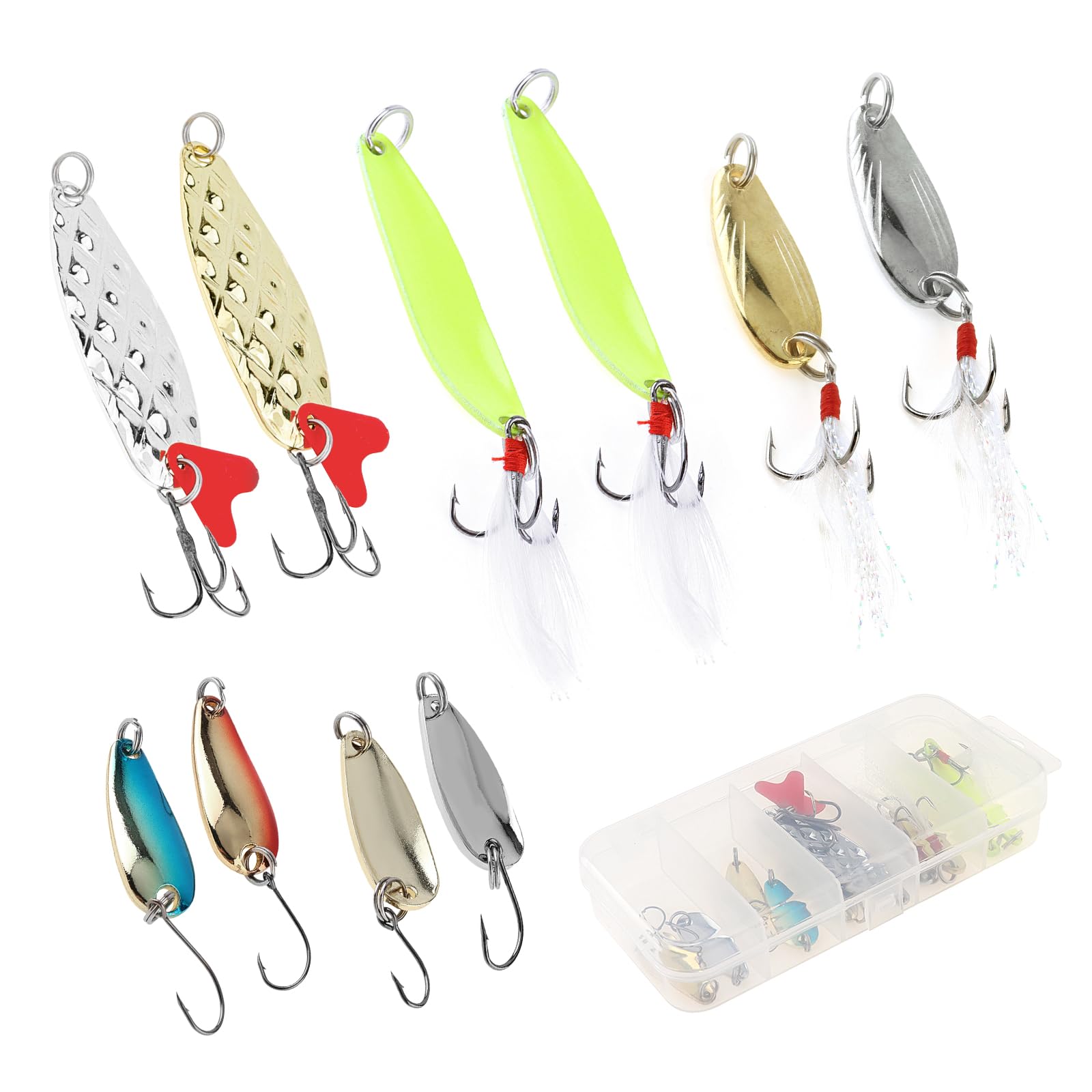 OriGlam 10pcs Fishing Lures Bait Metal Bass Hard Spoon, Fishing Metal Spoons Spinner Lures Hard Baits for Freshwater Saltwater