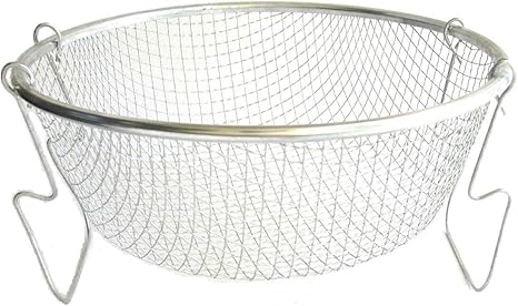 22cm Deep Deep Frying Basket Mesh Stainless Steel Frying Strainer Chips Pakora Maker Amazon De Home Kitchen
