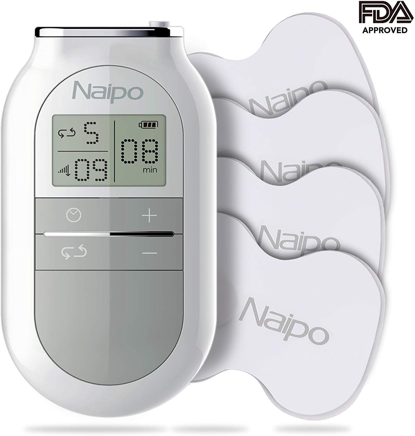 Naipo Electronic Pulse Massager Tens Unit Muscle Stimulator Tens Machine Device with 4 Electrotherapy Pads, 5 Massage Modes, 16 Intensity Levels