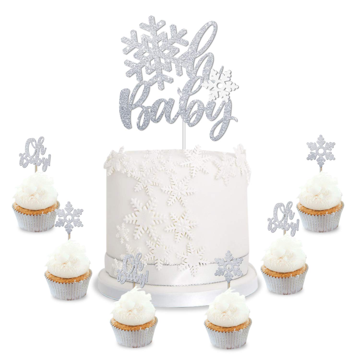 snowflake baby shower cake