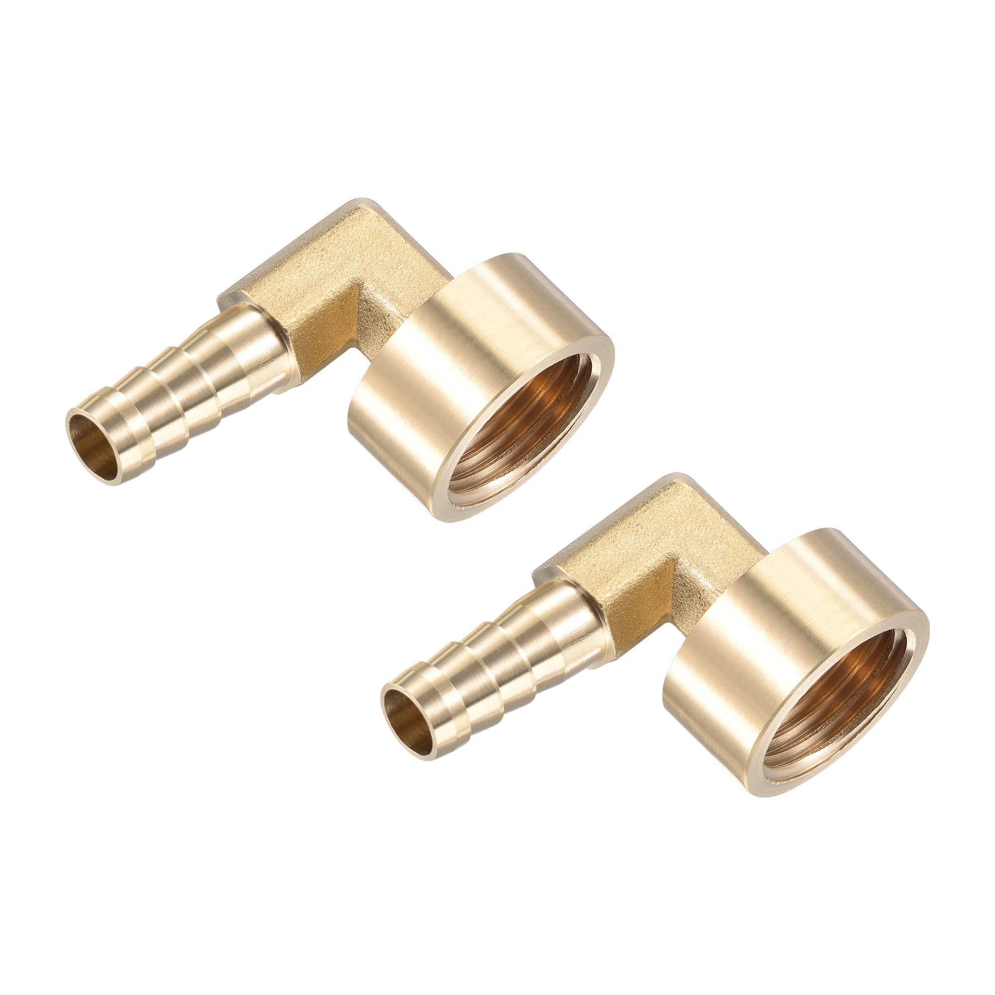 M METERXITY Brass Hose Barb Fittings - 90 Degree Elbow Brass 10mm Barb Connector Apply to Water Fuel (G1/2 Female Pipe)