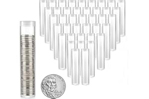 MUDOR 40 Pack Coin Storage Tube for Nickel, Plastic Coin Holders Tube with Screw-On Caps, Coin Collection Supplies,Long-Term Coin Storage (Nickel)