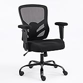 YFO Ergonomic Office Chair, Mesh Computer Desk Chair with Adjustable Back Lumbar Support and Armrests, Comfy Executive Rolling Swivel Task Chair for Home Office, Black