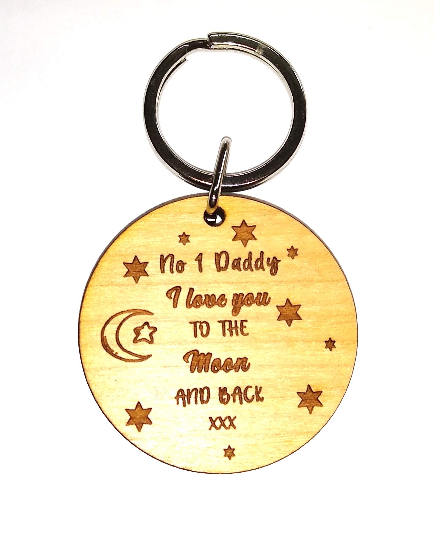 Chris Bag Of Goodies Wooden Keyring Key Ring I Love You to The Moon and Back No 1 Daddy I