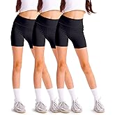 SKIDREAM 3 Pack Girls 4'' High Waisted Black Biker Shorts, Athletic Running Yoga Shorts for Kids Teen