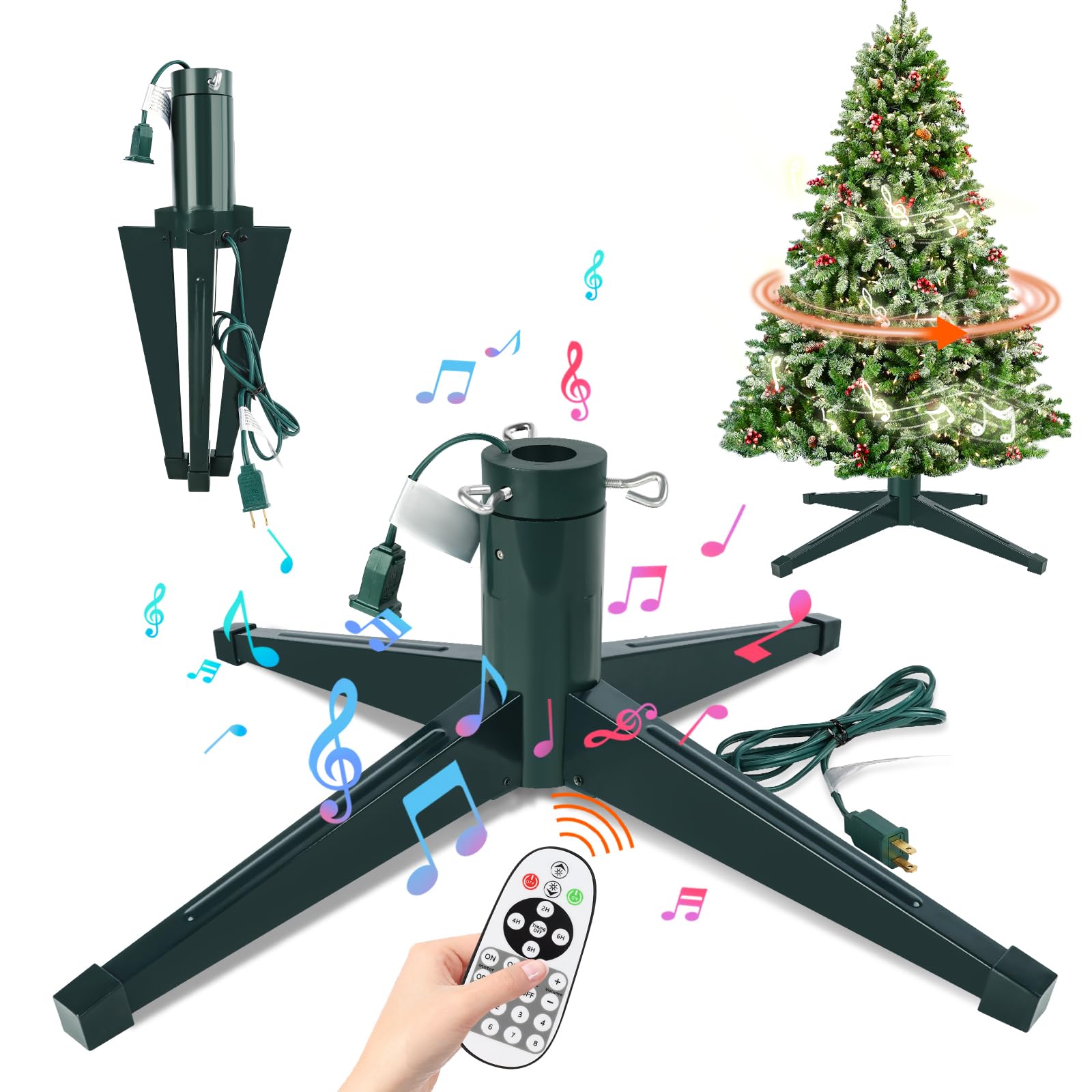 Photo 1 of ***(PARTS ONLY/ NON FUNCTIONAL)***Musical Rotating Christmas Tree Stand, Adjustable Christmas Tree Stands with Remote Control Music, Speed and Light, Artificial Christmas Tree Stand for Up to 8 FT 100 LB Tree