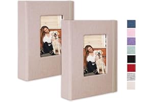 Cherrich Small Photo Album 4x6, Pack of 2 Linen Cover Mini Photo Book, 26-Page Holds 52 Pictures, Art Presentation or Postcards Storage for Baby, Wedding