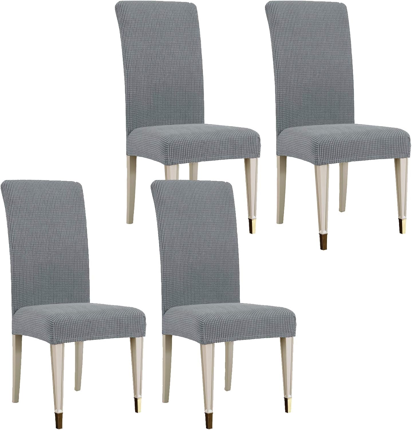 MAXIJIN Super Stretch Dining Room Chair Cover Jacquard Spandex Dining Parsons Chair Slipcover Removable Chair Protector Covers for Dining Room,Hotel,Kitchen,Ceremony (Light Grey