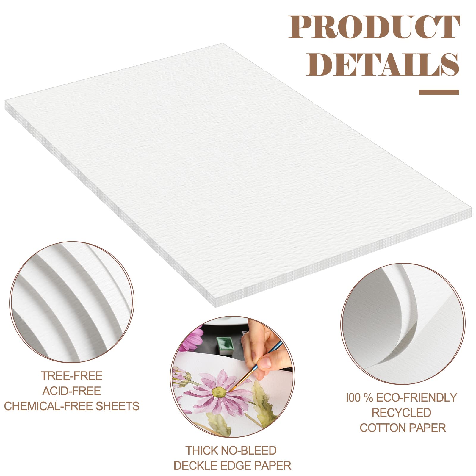 Kisston 10 Sheets Large Watercolor Paper 22 x 30 Inches, 140 lb/300 GSM Cotton Drawing Paper Texture White Blank Painting Paper for DIY Craft Activities Student Artists Drawing Supplies