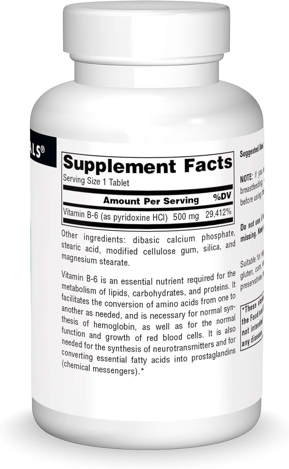 Source Naturals Vitamin B-6, 500 mg Immune System Support - 100 Tablets: Health & Personal Care