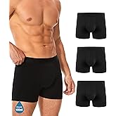 YESWEL Men's Incontinence Underwear, Leak Proof Washable Reusable Cotton Boxer Brief, Heavy Flow Bladder Leak 3 Pack (Black, 
