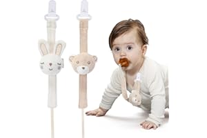 COTTONBEBE Pacifier Clip, 2 Pack Baby Pacifier Holder for Boys and Girls Fits Many Pacifiers & Baby Teething Toys, Ideal Baby Gift (Rabbit&Bear)