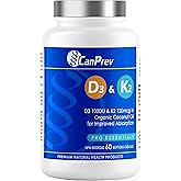 CanPrev - D3 & K2 Vitamin Supplement 60 Softgels 60-Day Supply - K2 MK7 Cholecalciferol Vitamin D3 Supplement - Organic Cocon