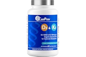 CanPrev - D3 & K2 Vitamin Supplement 60 Softgels 60-Day Supply - K2 MK7 Cholecalciferol Vitamin D3 Supplement - Organic Cocon