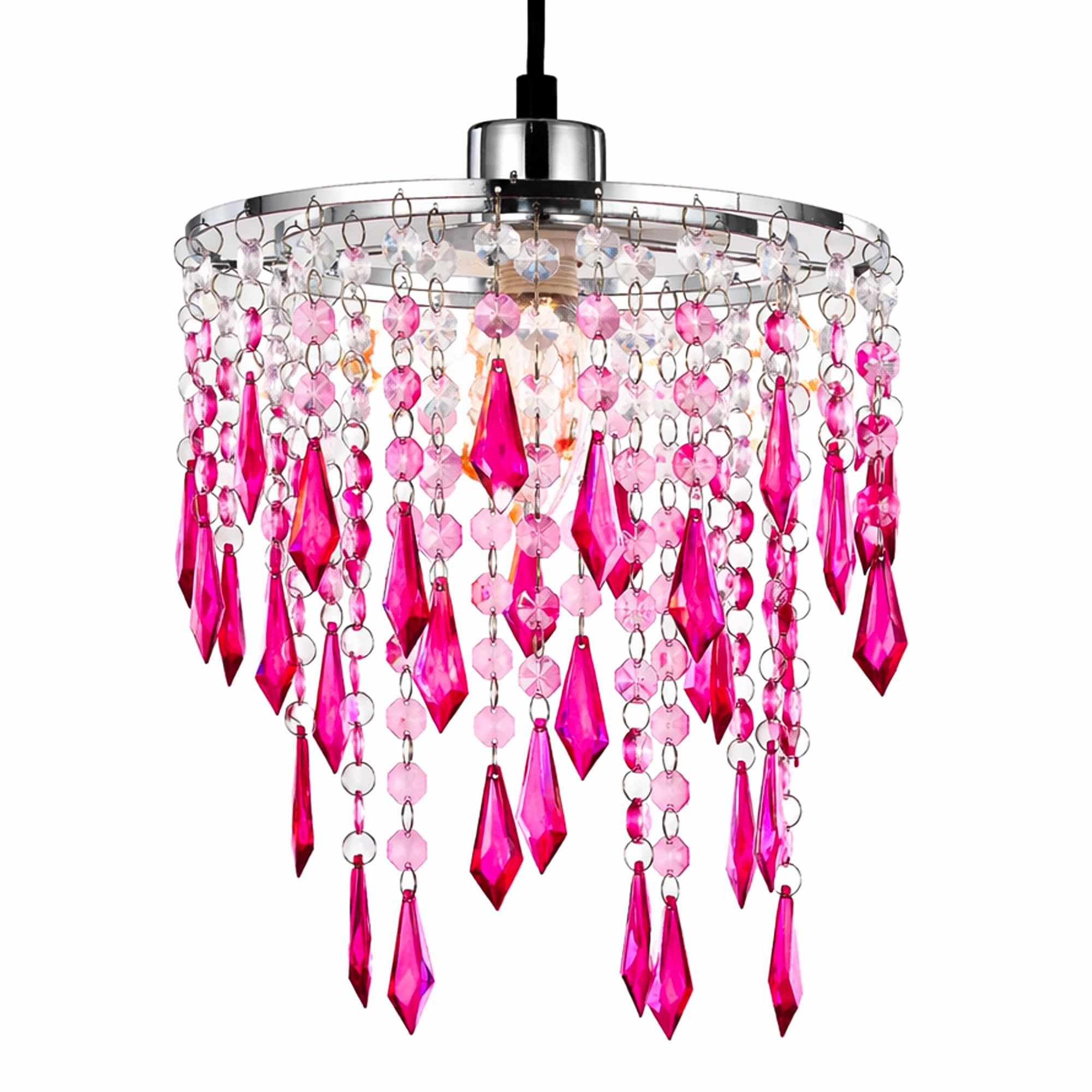 Innoteck Cherry Ceiling Chandelier Acrylic Light Shade – Cherry Pink – Easy-Fit Pendant Shade for Bedroom, Kids Room, Living Room & Hallway – Includes E27 to B22 Converter – Home Decorative Lamp Shade