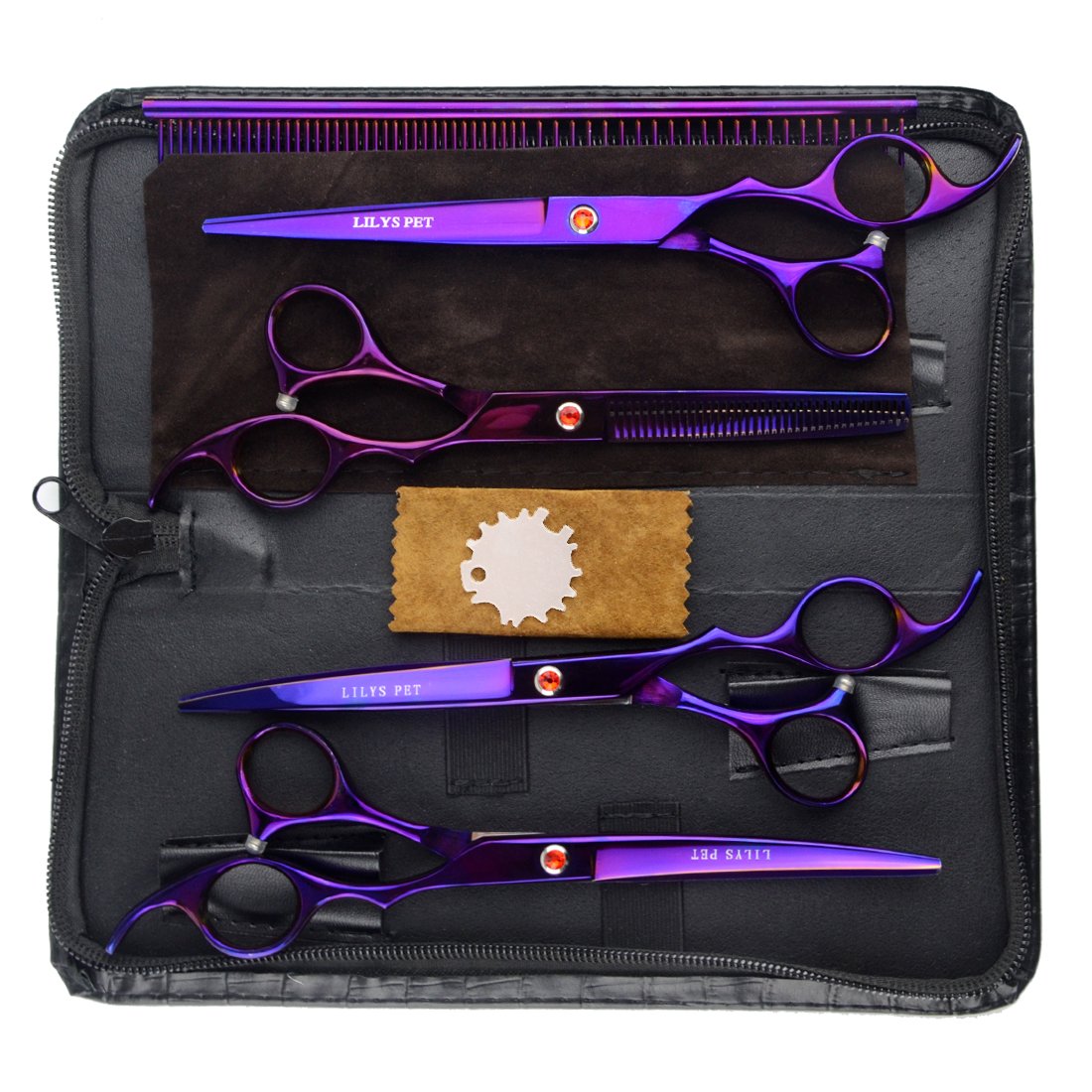 Pet Dog Grooming Scissors Set Curved Thinning Shears Professional