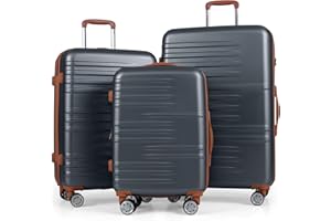 Goplus 3 Piece Luggage Set, 20in/24in/28in PC+ABS Hard Shell Suitcase Set with TSA Lock, Telescope Aluminum Handles, Double 3