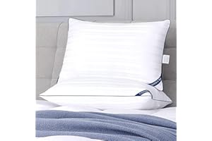 Cosmoluxe Hotel Collection Bed Pillows for Sleeping King Size 2 Pack, Firm Down Alternative Pillows King Size (20"x36") Set of 2 for Side, Stomach and Back Sleepers, Navy Blue Piping