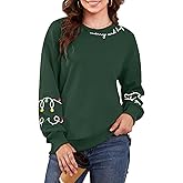 Gihuo Women's Christmas Sweatshirt Merry and Bright Holiday Pullover Long Sleeve Christmas Lights Design Soft Cotton Blend