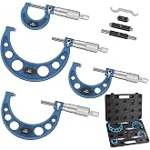 HDLNKAK Outside Micrometer 0-4", 0.0001" Graduation Micrometer Set | Ultra-Precision Standard Micrometer 4 Pcs, Carbide Tipped Measuring Tool with Case, for Machinist, Automotive