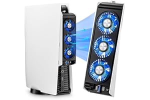 Honghao Cooling Fan for PS5 Accessories,with 3 Blue LED Light/ 2 USB 3.0 Ports / 2 Fan Speed,Compatible with PlayStation 5 Console Digital/CD Version, High Efficiency PS5 Cooler Station(Black)