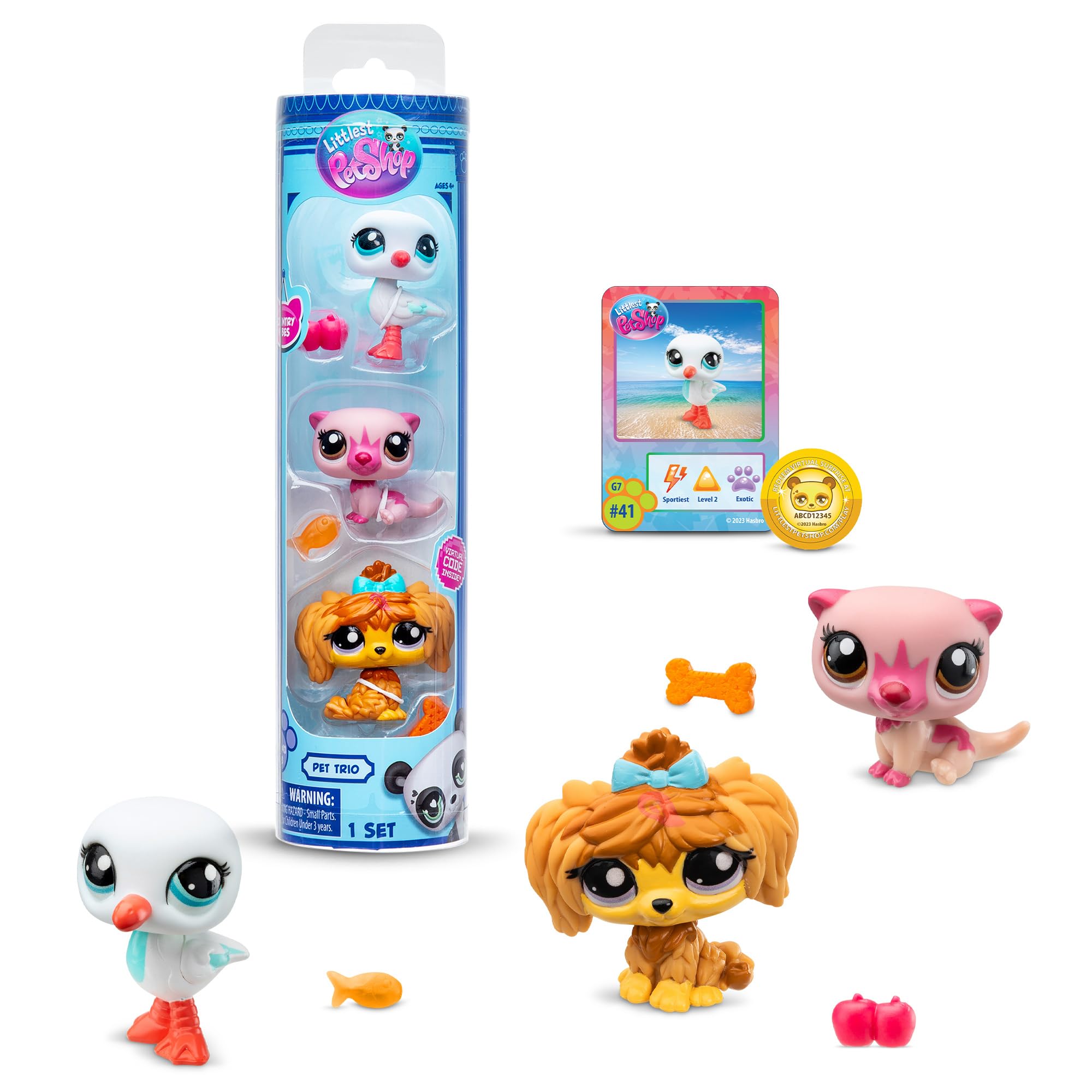Littlest Pet Shop Series 2 Pet Trio Tube Country Pets | Each Pet Trio Tube Contains 3 LPS Mini Pet Toys 1 Accessory 1 Collector Card And 1 Virtual Code | Collectable Toys For Girls And Boys
