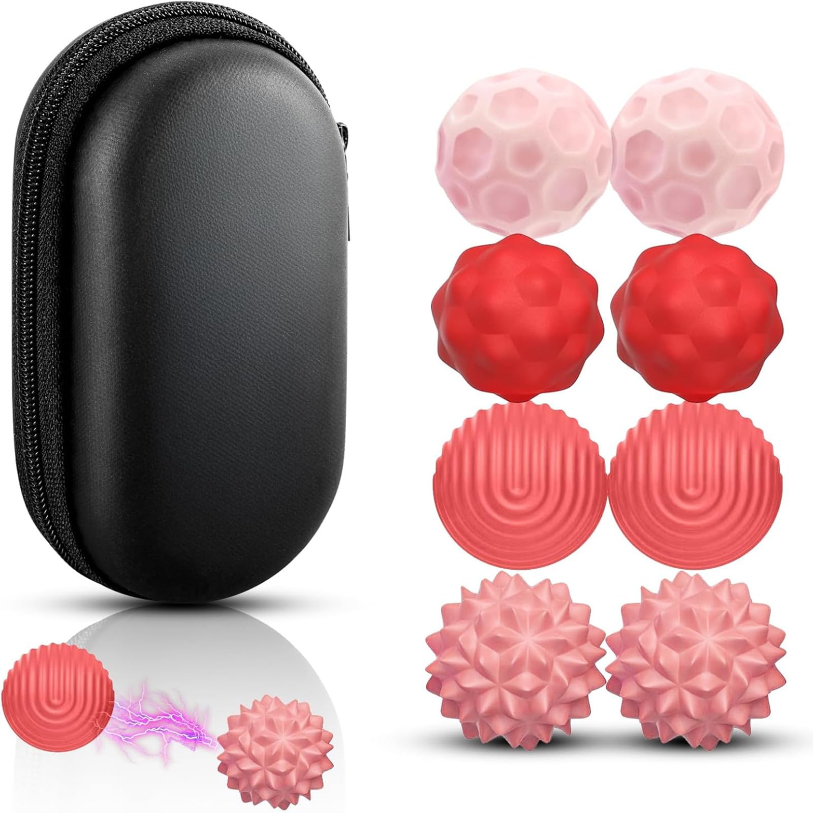 JoyJoyful 8 PCS Magnetic Balls Fidget Toy for Adults Kids, Stress Relief Sensory Toys for Autism, Magnet Fidget Balls, Silicone Textures Gadgets Office Desk Toy, Stocking Stuffers (Red)