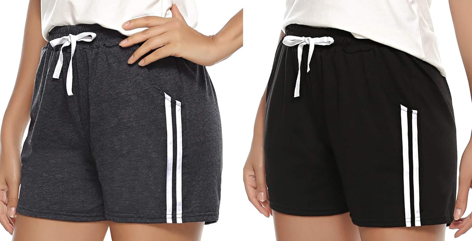 Aibrou 1 & 2 Pack Women's Sleep Shorts Cotton Stretchy Boxer Pajama Bottoms at  Women’s Clothing store