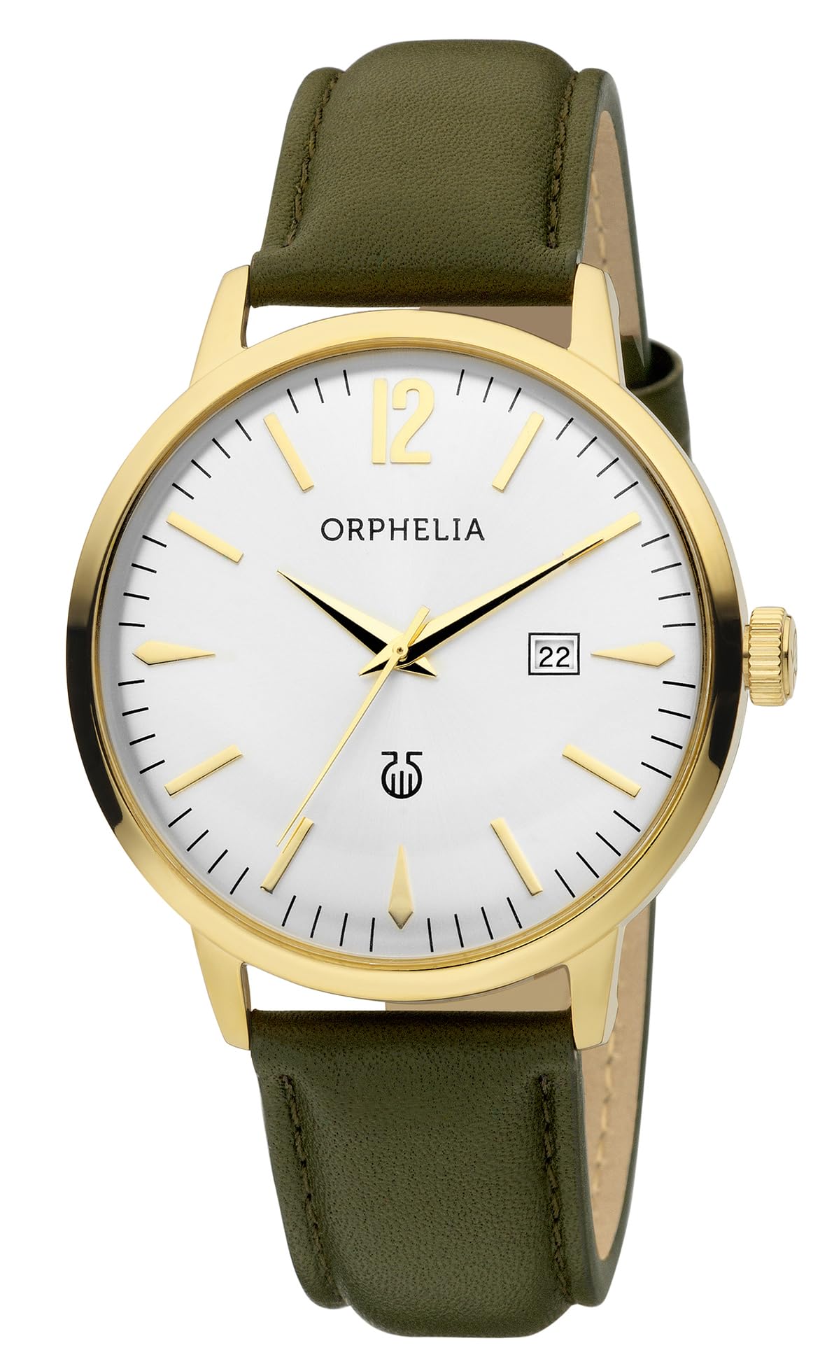 Orphelia Zoom Men's Quartz Watch with Silver Dial Analogue Display and Green Leather Strap 61603