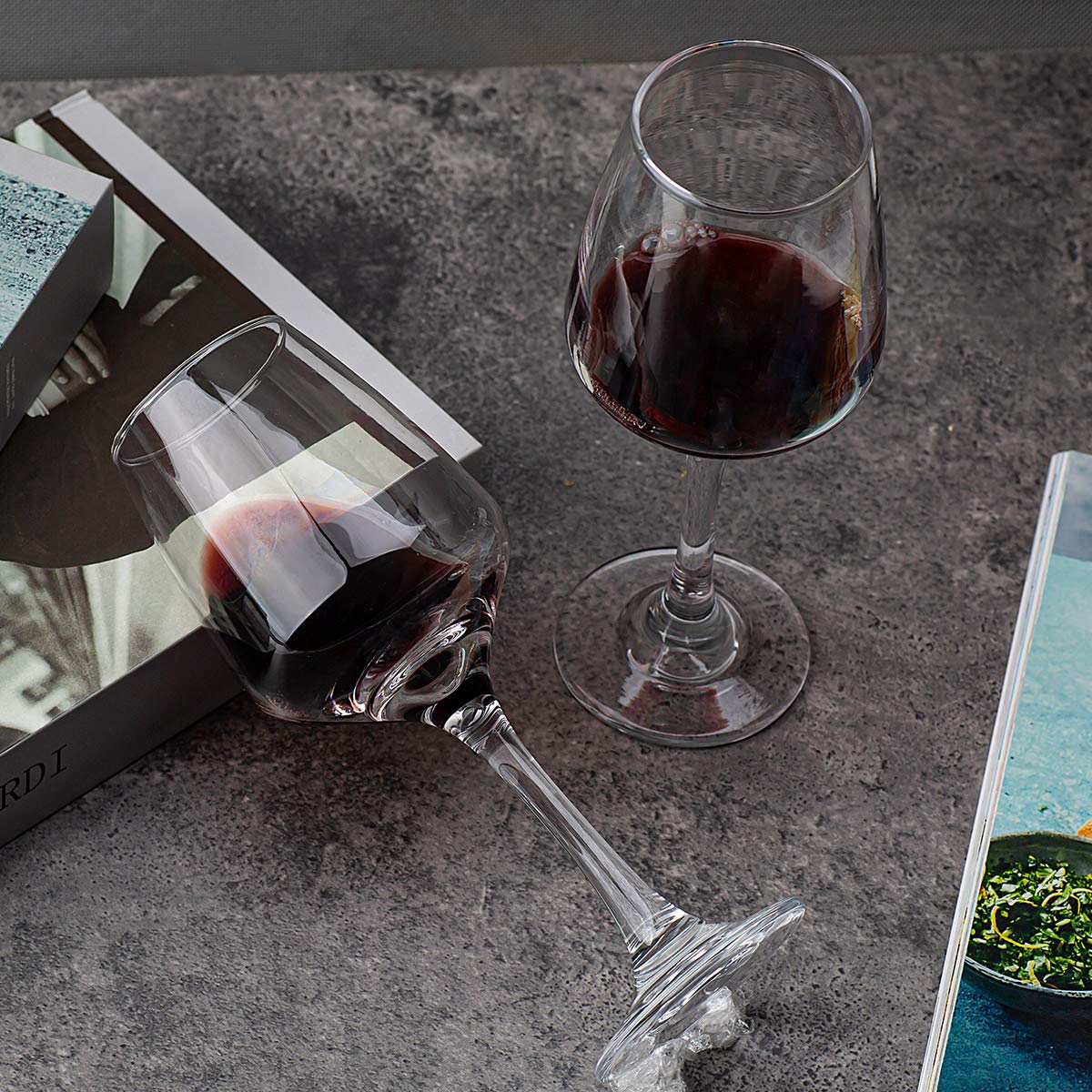 C CREST Wine Glasses Set of 8, 12oz, Lead-free, Clear, Durable Glassware