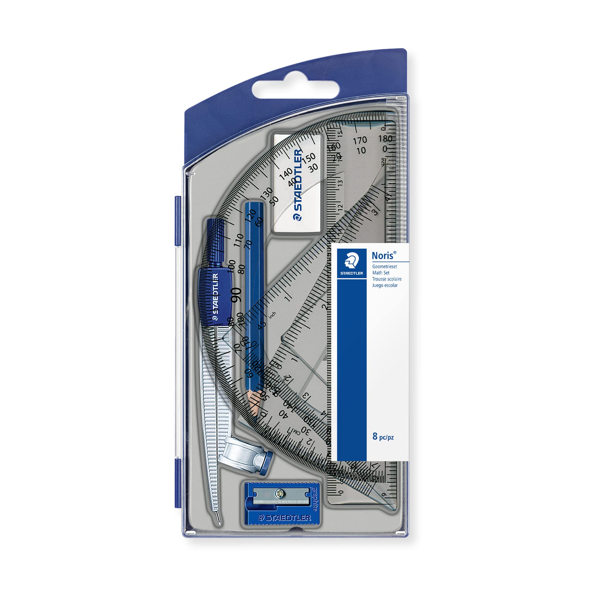 STAEDTLER 550 60 S8 Geometry Set with a Total of 8 Items in Flip Cover Case