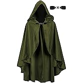 UQJE Medieval Cloak with Hood Halloween Renaissance Hooded Short Cape for Men and Women