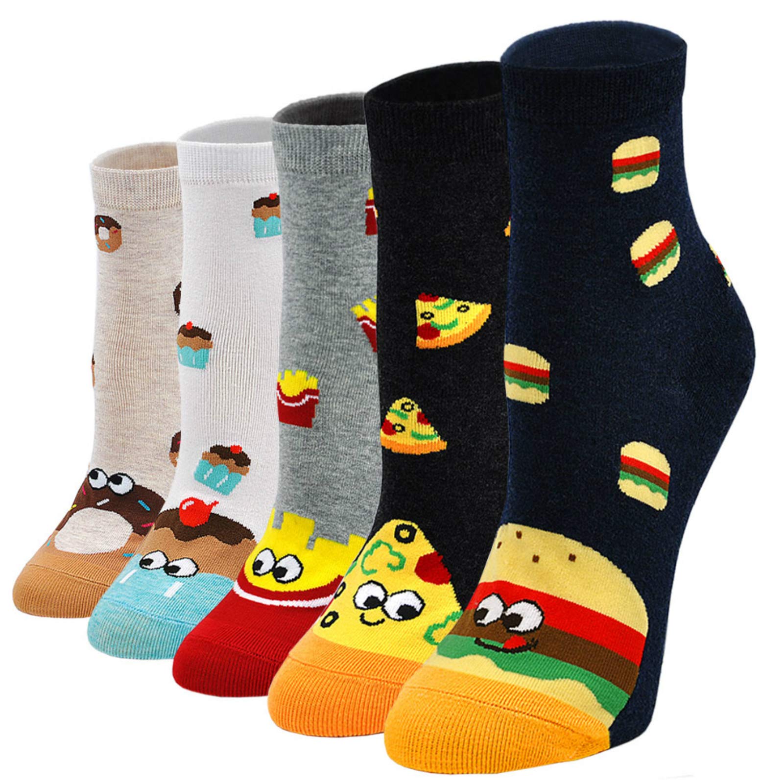 PUTUO Womens Funny Cute Animal Socks Ladies Cotton Socks Funky Cartoon Dog Socks Novelty Crew Socks, Christmas Socks, 5 Pairs