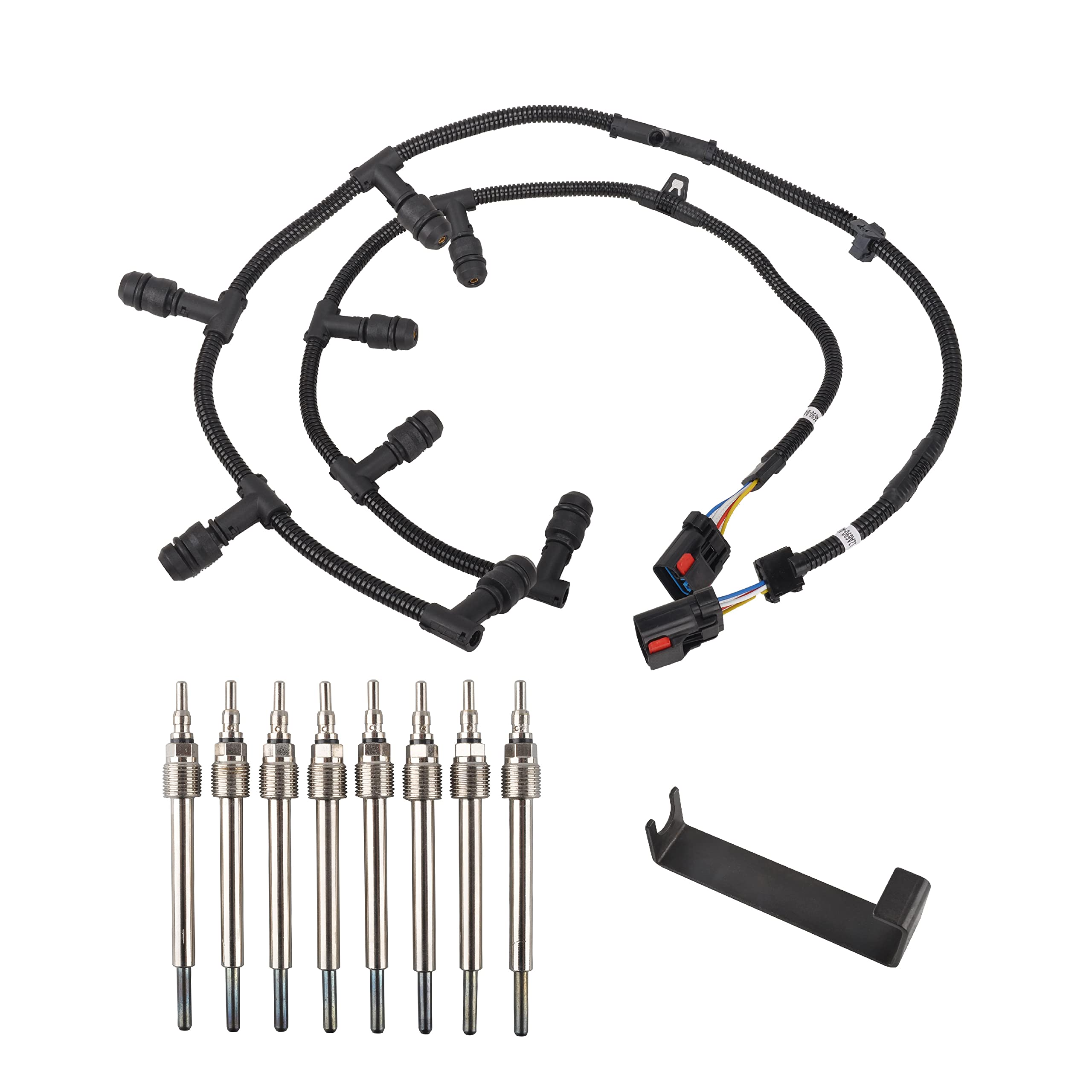 Photo 1 of FGJQEFG Glow Plug Connector Wire Harness + Glow Plugs Removal Tool Compatible with 04-10 Ford 6.0L Powerstroke Diesel F250 F350 F450 F550 Replace 4C2Z12A690AB, 4C2Z12A690BA, 5C3Z12A690A, 4C3Z12A342AA