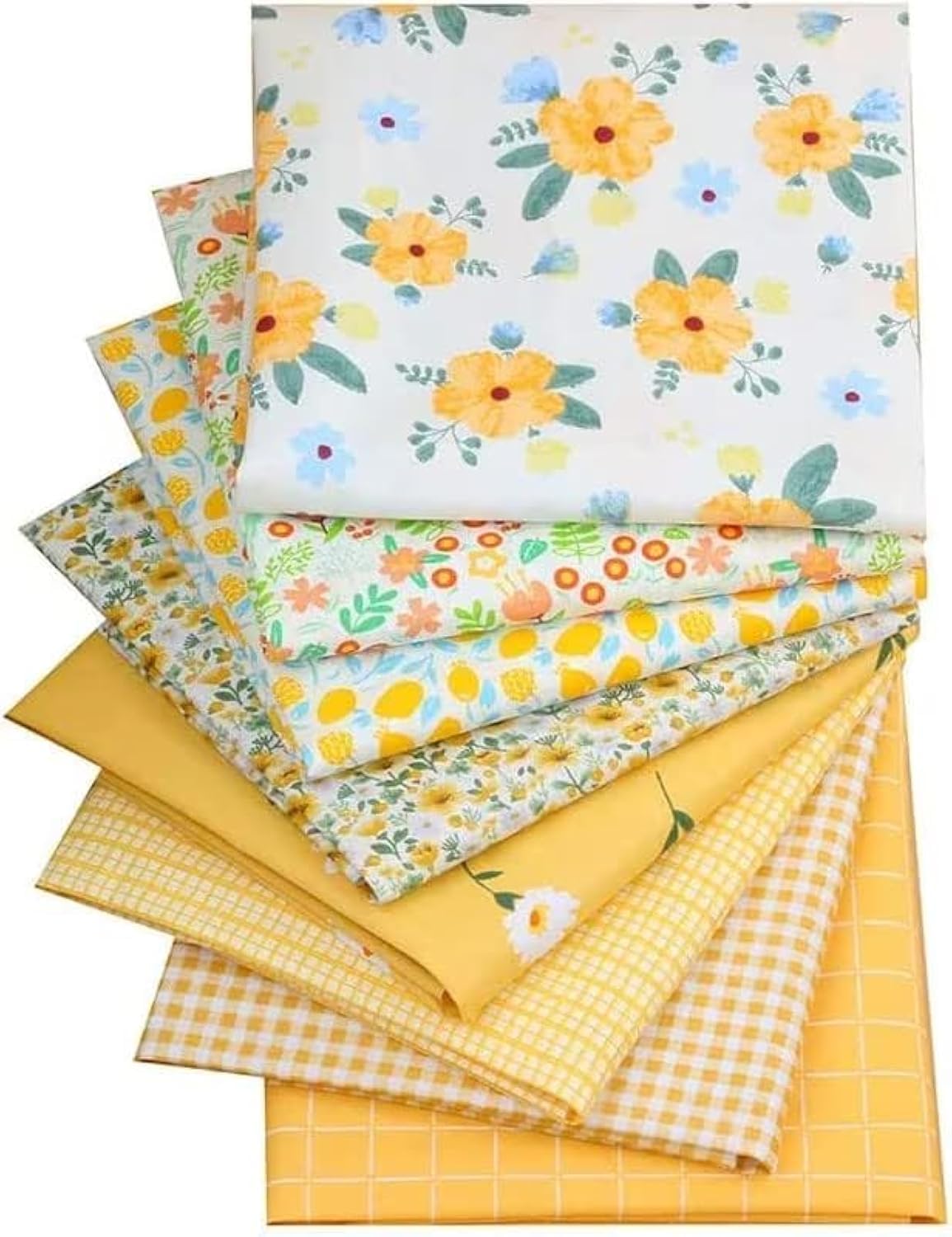CraftsFabrics 8pcs 40x50cm Wide Floral Printed Fat Quarters Fabric Bundle 100% Cotton Precut for Quilting, Patchwork, Arts & Crafts, Clothing, Sewing, DIY Projects