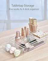Grace Store 14 Pcs Clear Plastic Drawer Organiser Trays 4 Sizes Desk Kitchen view 3