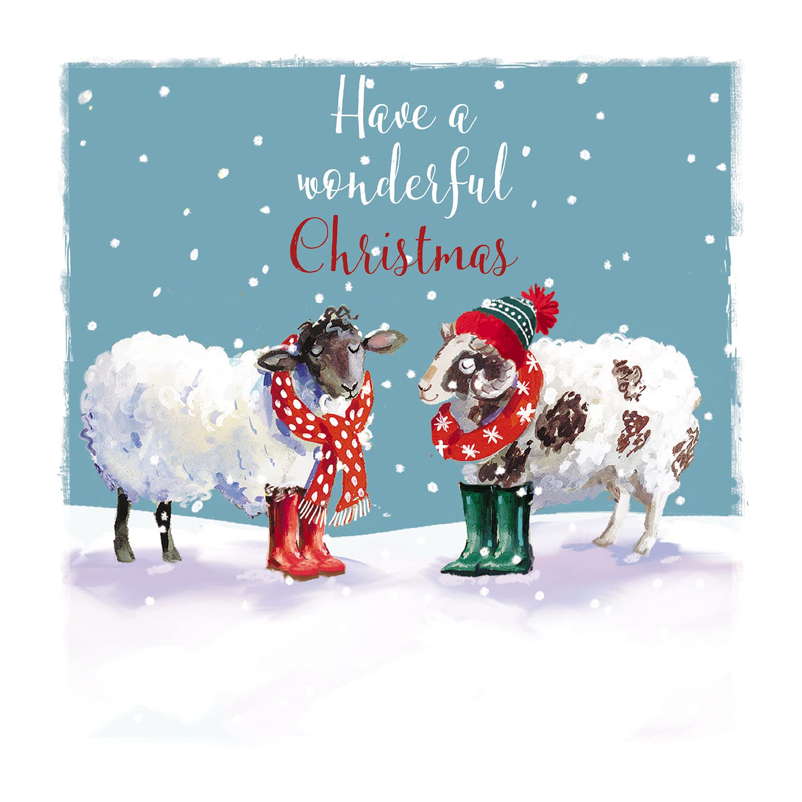 Ling Design Charity Christmas Cards - Pack of 6 Premium Christmas Greeting Cards with Envelopes - Festive Sheep in Wellies in the Snow - Supporting UK Charities