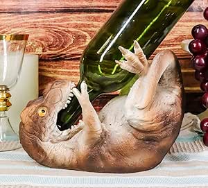 Ebros Prehistoric Dinosaur T-Rex Wine Holder 8.5"Long Kitchen Party Hosting Jurassic Giant Wine Bottle Holder Caddy Figurine