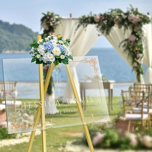 GRENTY 46.7″ GOLD EASEL STAND FOR WEDDING SIGNS – NO ASSEMBLY NEEDED, HEAVY DUTY METAL DISPLAY STAND FOR ART, WELCOME SIGNS, POSTERS, PICTURES, PAINTINGS, AND FLOOR DÉCOR