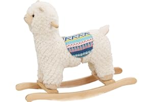Rock My Baby Rocking Horse Llama, Alpaca Llama rocking horse, Alpaca Rocker, Wooden Rocking Animal Ride on, for Boy and Girl, Plush Llama, Birthday gift for kids 18M+