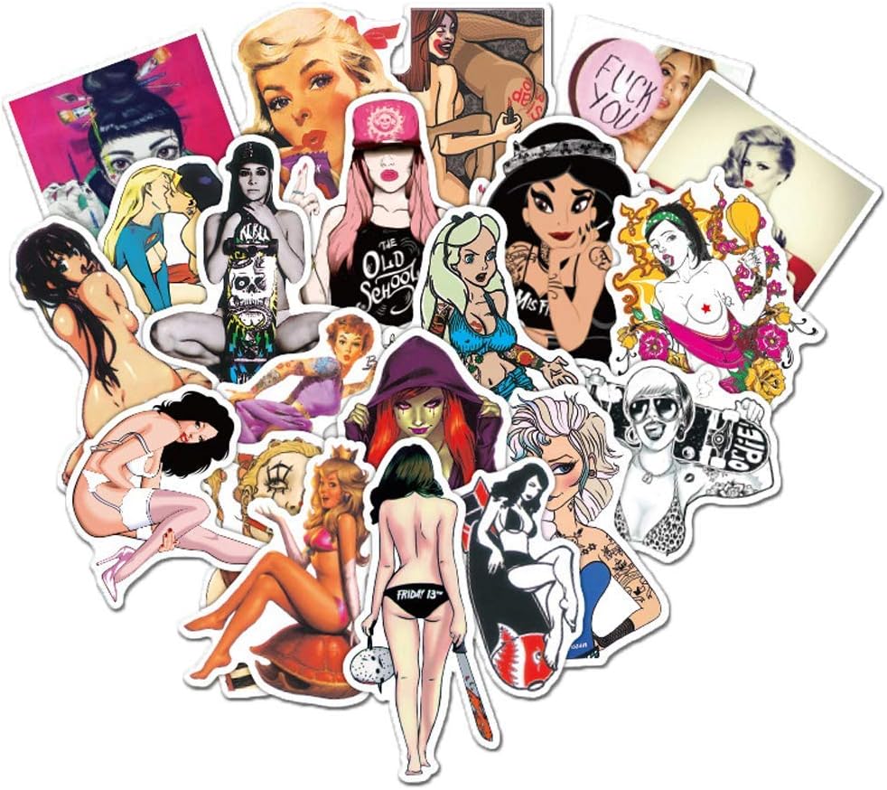 Sexy Women Stickers Pack Laptop Stickers Bomb Beauty Pinup Girls Stickers and Decals Vintage Retro Stickers for Luggage Skateboard Phone Case Guitar Car Bike Bumper (50Pcs Sexy Stickers - A)