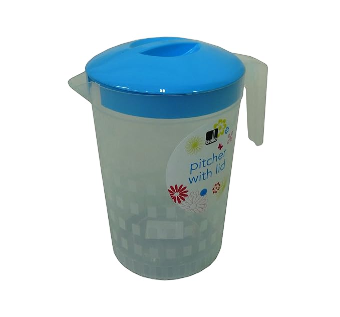 Plastic 2 Litre Multi Purpose Jug with Coloured Lid for Water Picnic Juice (Blue Lid) Amazon.co