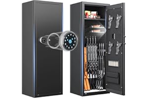 [10-12 Large Gun Safe] Xyvaly Gun Safe, Gun Safe for Rifles and Pistols, Large Rifle Safes for home, Quick Access Fingerprint Gun Safes & Cabinets, Gun Safes with Removable Shelf & Pistol Storage